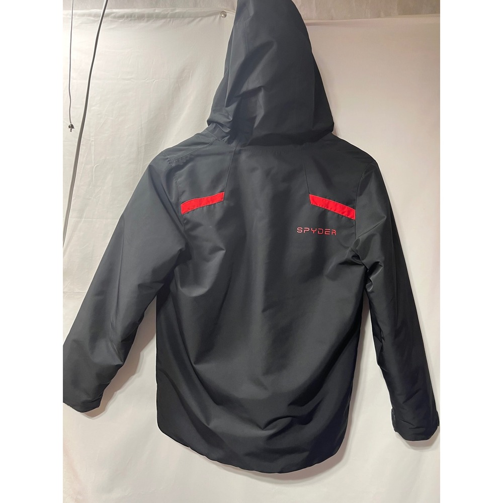 Spyder‎ Kids Hooded Windbreaker Jacket Black Red Full Zip Size M - Picture 2 of 3